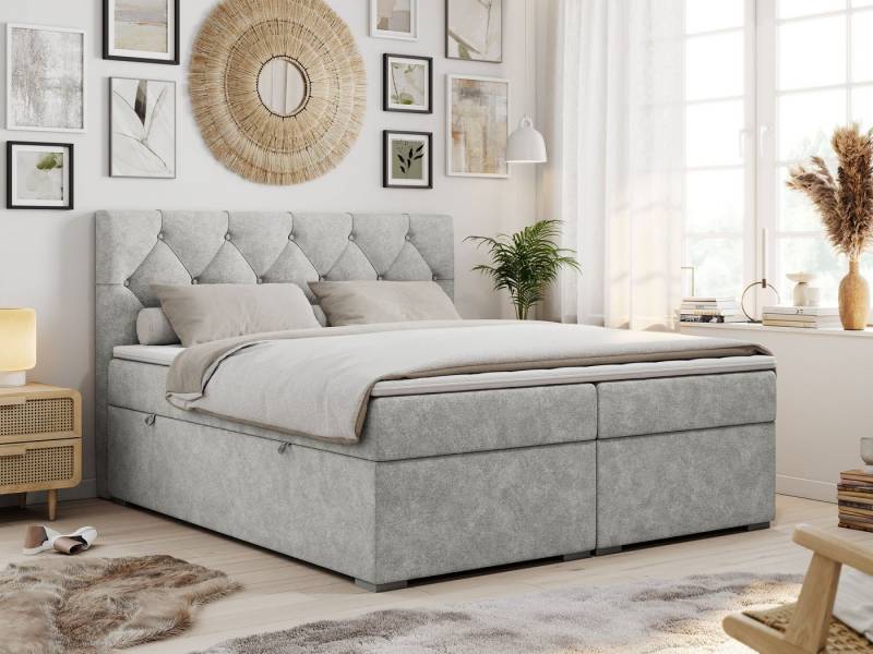 MKS MÖBEL Boxspringbett ALDA (Set, Packung, T30-Schaum, zwei Bettkästen, gepolsterte Kopfstütze), Doppelbett, Multipocket-Matratzen, Modern Bett von MKS MÖBEL