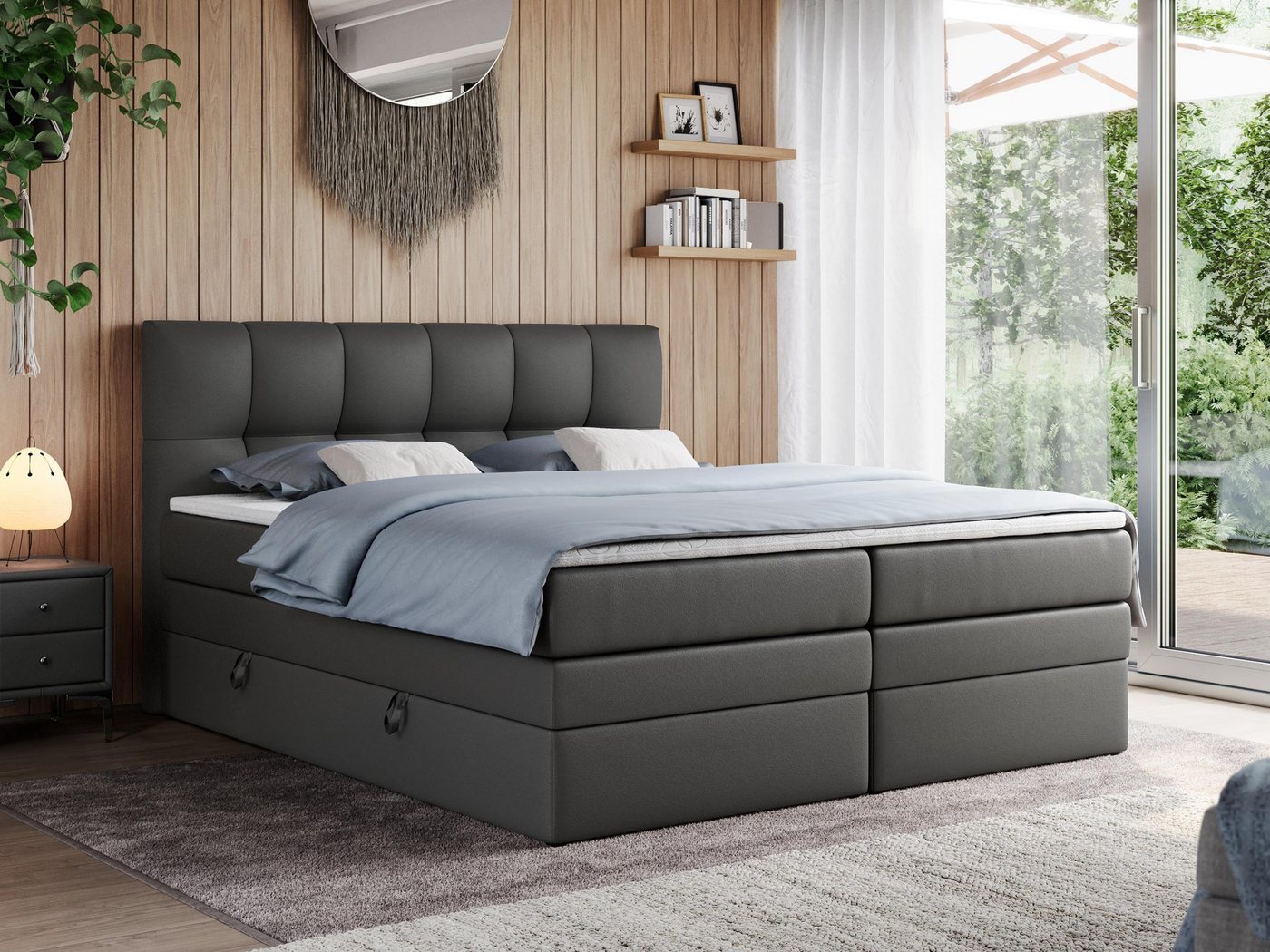 MKS MÖBEL Boxspringbett ALVIN KING (Set, Packung, Topper T25, T30-Schaum, zwei Bettkasten), Polsterbett mit Bettkasten, fünf Matratzen und Topper MKS MÖBEL Boxspringbett ALVIN KING (Set, Packung, Topper T25, T30-Schaum, zwei Bettkasten), Polsterbett mit Bettkasten, fünf Matratzen und Topper von MKS MÖBEL