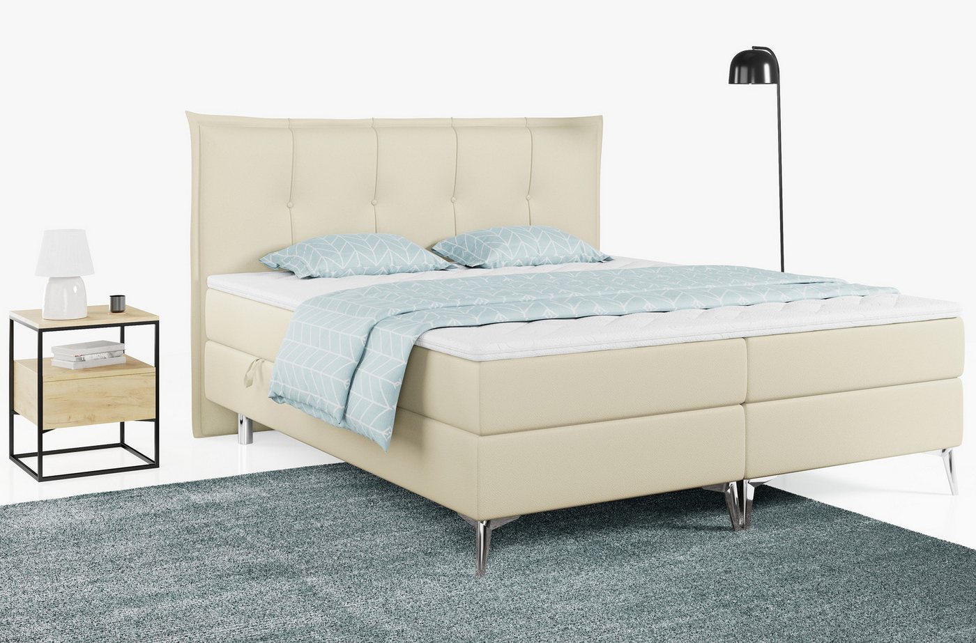 MKS MÖBEL Boxspringbett ARTFUL, Doppelbett mit Multipocket-Matratze, Praktisch Polsterbett von MKS MÖBEL