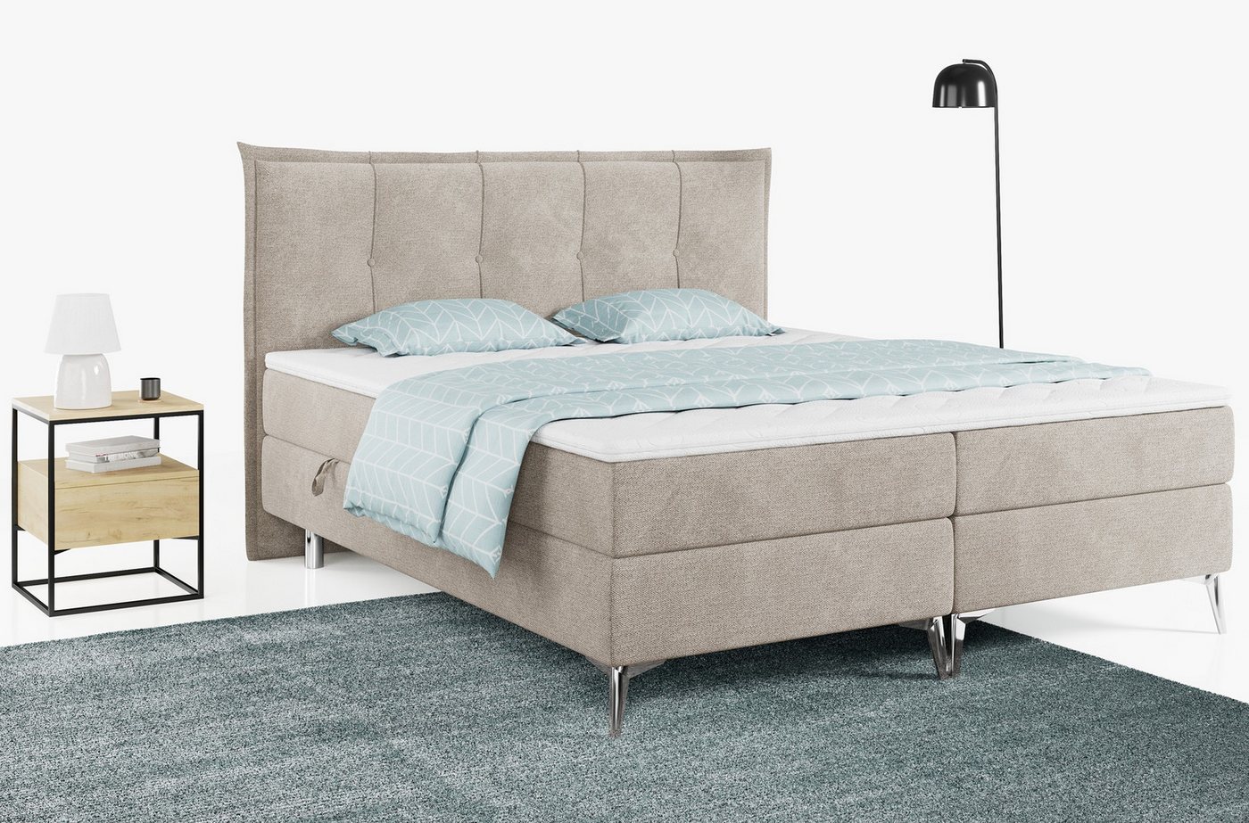 MKS MÖBEL Boxspringbett ARTFUL, Doppelbett mit Multipocket-Matratze, Praktisch Polsterbett von MKS MÖBEL