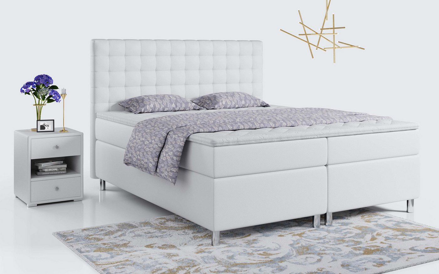 MKS MÖBEL Boxspringbett ASTI, Doppelbett mit Multipocket-Matratze - Polsterbett mit Bettkasten von MKS MÖBEL