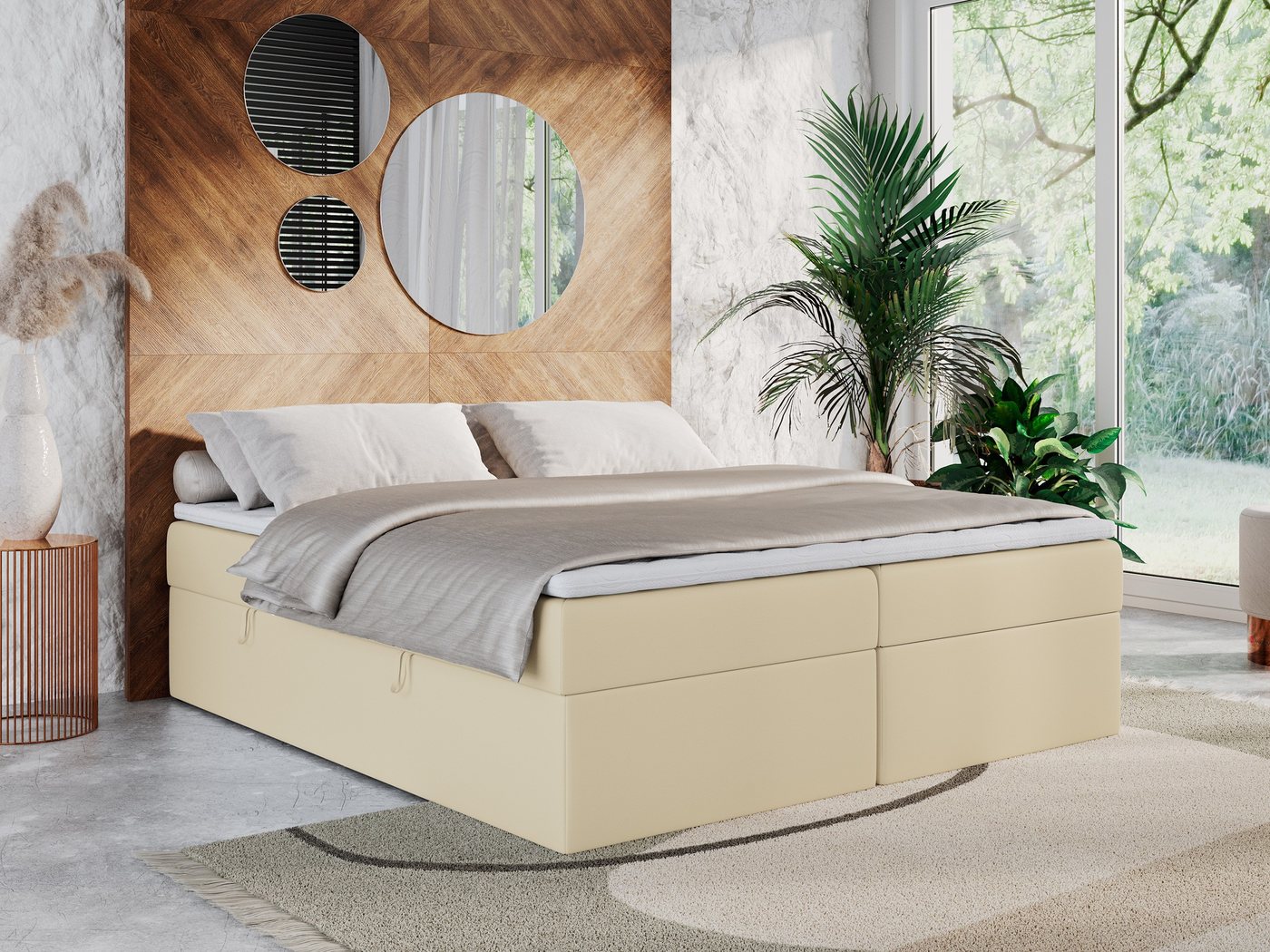 MKS MÖBEL Boxspringbett BASIS, Doppelbett mit Bettkasten, Multipocket-Matratze, zum Schlafzimmer von MKS MÖBEL