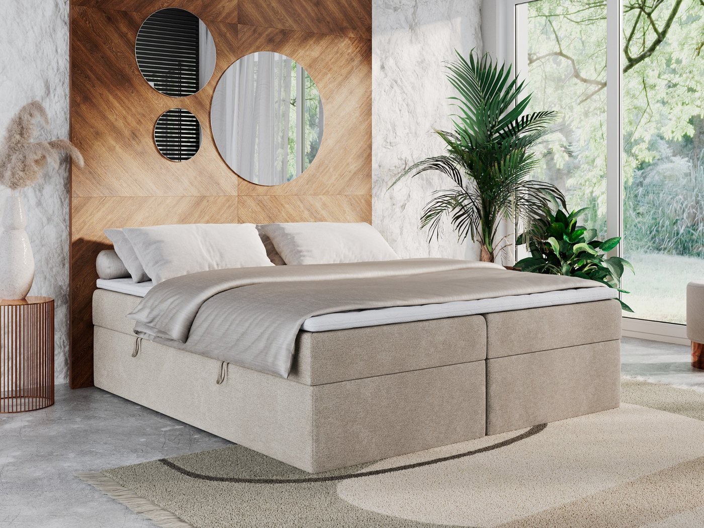 MKS MÖBEL Boxspringbett BASIS, Doppelbett mit Bettkasten, Multipocket-Matratze, zum Schlafzimmer von MKS MÖBEL