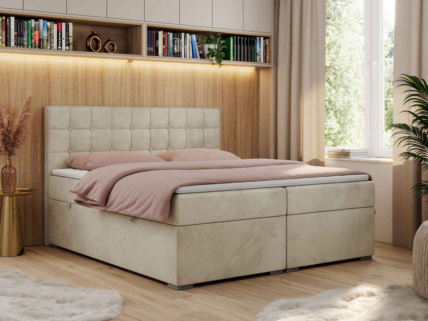 MKS MÖBEL Boxspringbett CARMEN (Set, Packung, T30-Schaum, Topper T25, Kopfstütze mit Knöpfen), Multipocket-Matratzen, Doppelbett, Polsterbett, Kopfstütze MKS MÖBEL Boxspringbett CARMEN (Set, Packung, T30-Schaum, Topper T25, Kopfstütze mit Knöpfen), Multipocket-Matratzen, Doppelbett, Polsterbett, Kopfstütze von MKS MÖBEL