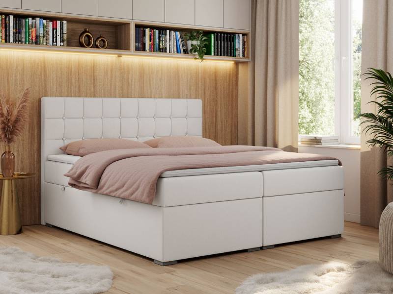 MKS MÖBEL Boxspringbett CARMEN (Set, Packung, T30-Schaum, Topper T25, Kopfstütze mit Knöpfen), Multipocket-Matratzen, Doppelbett, Polsterbett, Kopfstütze von MKS MÖBEL