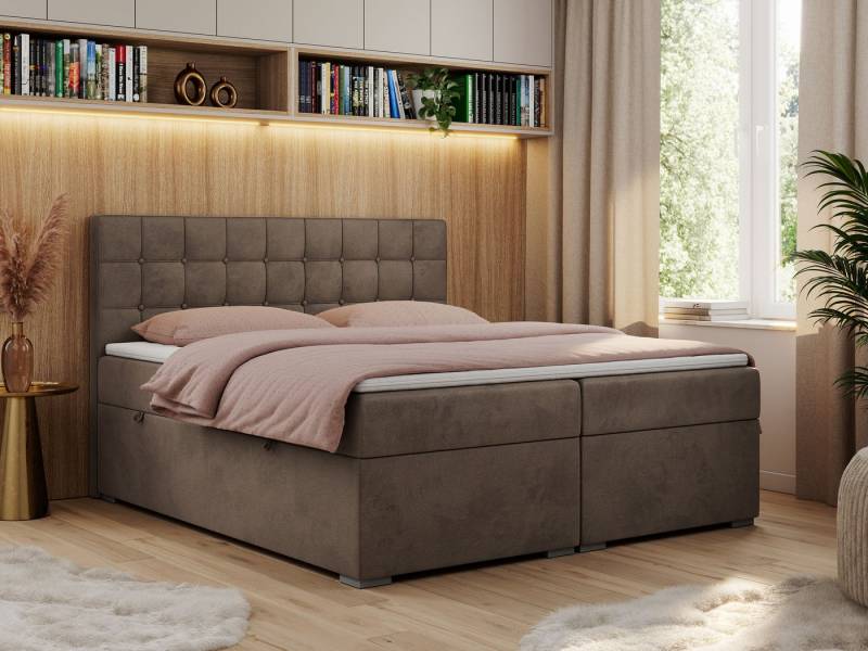 MKS MÖBEL Boxspringbett CARMEN (Set, Packung, T30-Schaum, Topper T25, Kopfstütze mit Knöpfen), Multipocket-Matratzen, Doppelbett, Polsterbett, Kopfstütze von MKS MÖBEL