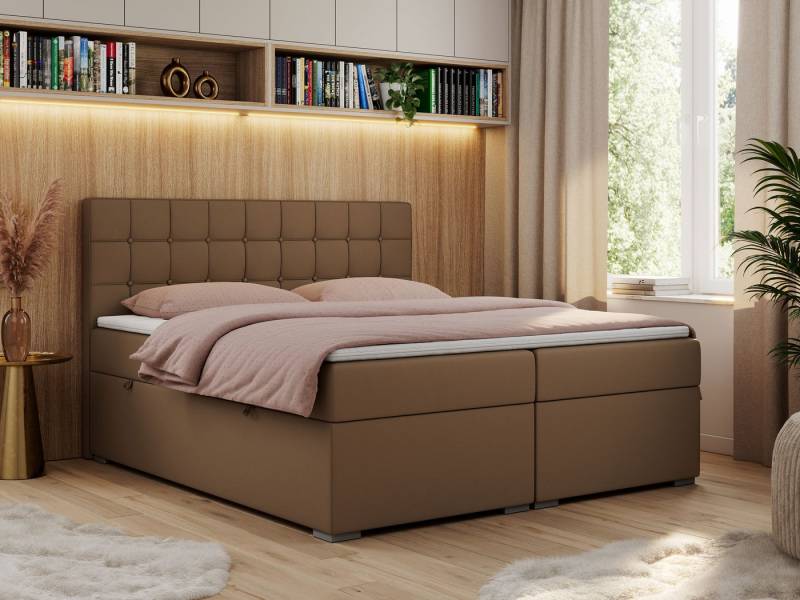 MKS MÖBEL Boxspringbett CARMEN (Set, Packung, T30-Schaum, Topper T25, Kopfstütze mit Knöpfen), Multipocket-Matratzen, Doppelbett, Polsterbett, Kopfstütze von MKS MÖBEL