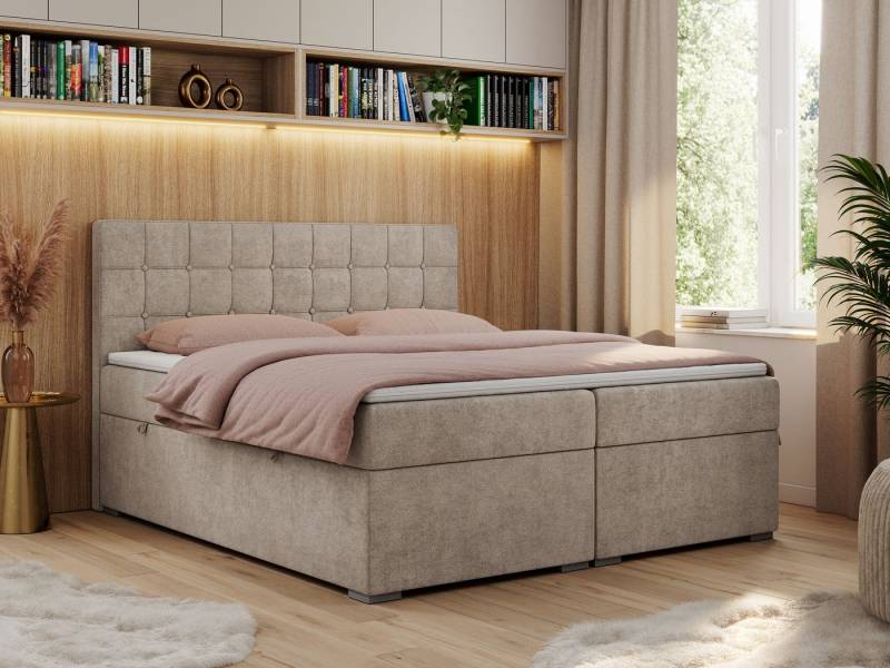 MKS MÖBEL Boxspringbett CARMEN (Set, Packung, T30-Schaum, Topper T25, Kopfstütze mit Knöpfen), Multipocket-Matratzen, Doppelbett, Polsterbett, Kopfstütze von MKS MÖBEL