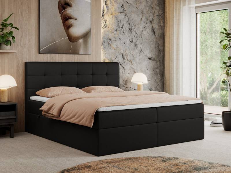 MKS MÖBEL Boxspringbett CENTOS (Set, Packung, Gepolsterte Kopfstütze, T30-Schaum, Topper T25, Modern), Doppelbett, Multipocket-Matratzen, zwei Bettkästen von MKS MÖBEL
