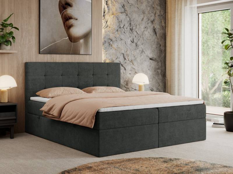 MKS MÖBEL Boxspringbett CENTOS (Set, Packung, Gepolsterte Kopfstütze, T30-Schaum, Topper T25, Modern), Doppelbett, Multipocket-Matratzen, zwei Bettkästen von MKS MÖBEL