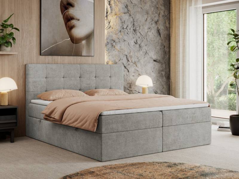 MKS MÖBEL Boxspringbett CENTOS (Set, Packung, Gepolsterte Kopfstütze, T30-Schaum, Topper T25, Modern), Doppelbett, Multipocket-Matratzen, zwei Bettkästen von MKS MÖBEL