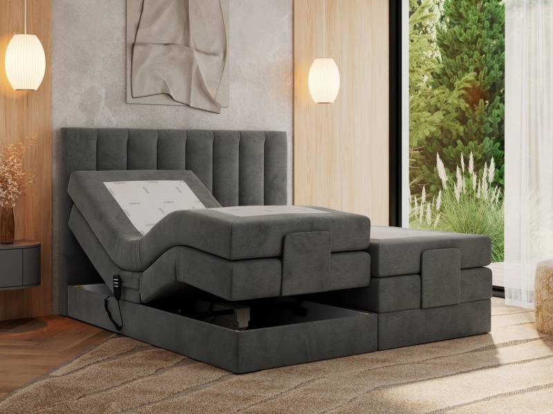 MKS MÖBEL Boxspringbett COMFORTO (Set, Packung, Multipocket-Matratzen, T30-Schaum, Toppper), Doppelbett mit Elektrisch verstellbare, zwei Bettkasten von MKS MÖBEL