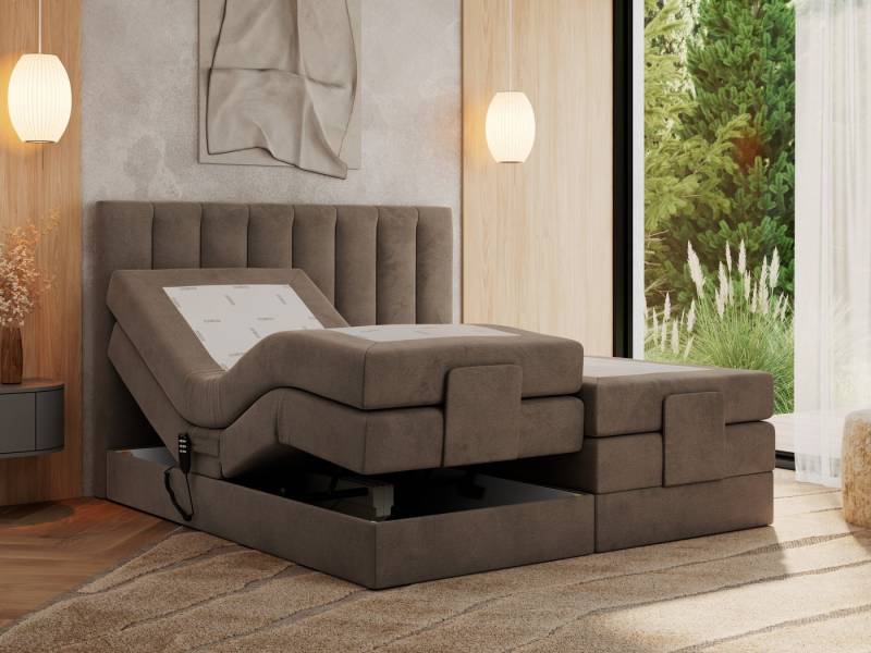 MKS MÖBEL Boxspringbett COMFORTO (Set, Packung, Multipocket-Matratzen, T30-Schaum, Toppper), Doppelbett mit Elektrisch verstellbare, zwei Bettkasten von MKS MÖBEL