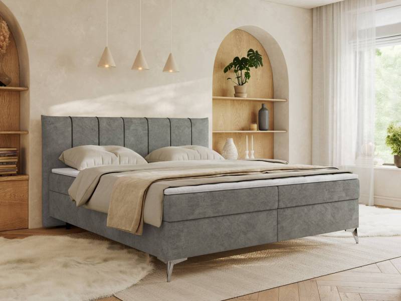 MKS MÖBEL Boxspringbett DRINEA (Set, Packung, Kopfteil, Topper T25, Bonell-Matratzen, zwei Bettkästen), Doppelbett auf Metallbeine, Bonell-Matratzen von MKS MÖBEL