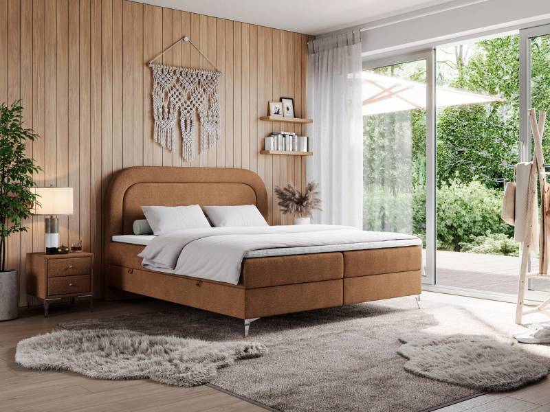 MKS MÖBEL Boxspringbett EIRA (Set, Packung, T30-Schaum, Topper T25, abgerundete Kopfstütze, Metallbeine), Doppelbett mit Stauraum, zum Schlafzimmer, Multipocket-Matratzen von MKS MÖBEL
