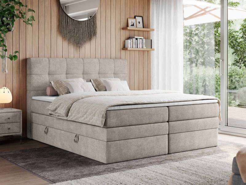 MKS MÖBEL Boxspringbett ERNI KING (T30-Schaum, Topper T25, Bettkasten), Polsterbett mit Bettkasten und fünf Matratzen - Stauraumbett von MKS MÖBEL