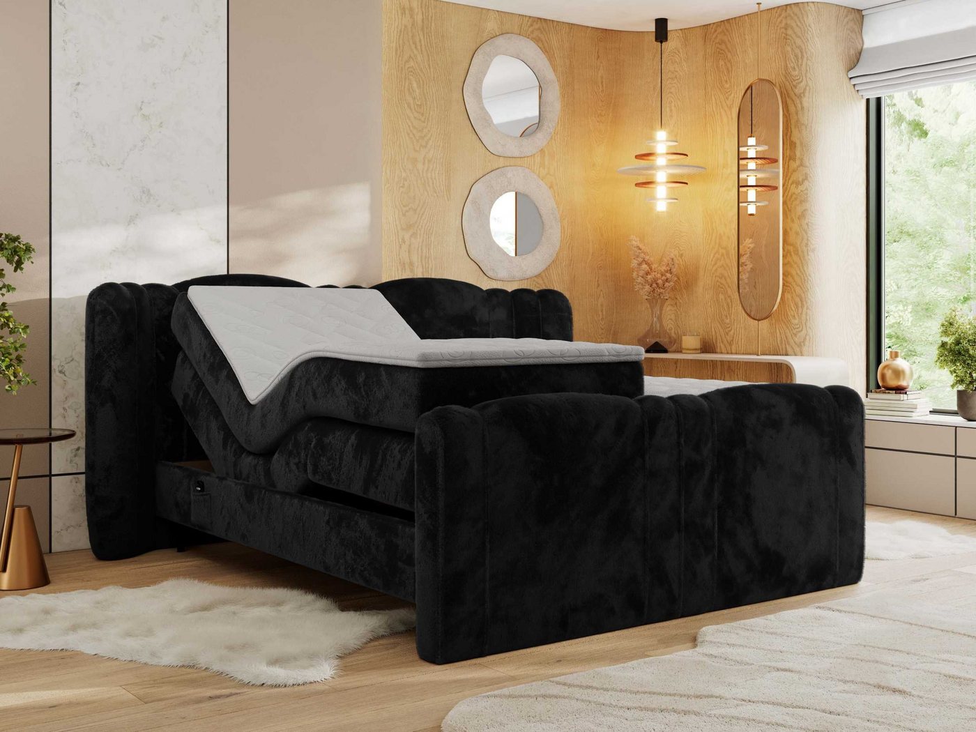 MKS MÖBEL Boxspringbett FORTINA (Multipocket-Matratzen, T30-Schaum, Toppper), Doppelbett mit Elektrisch verstellbare von MKS MÖBEL