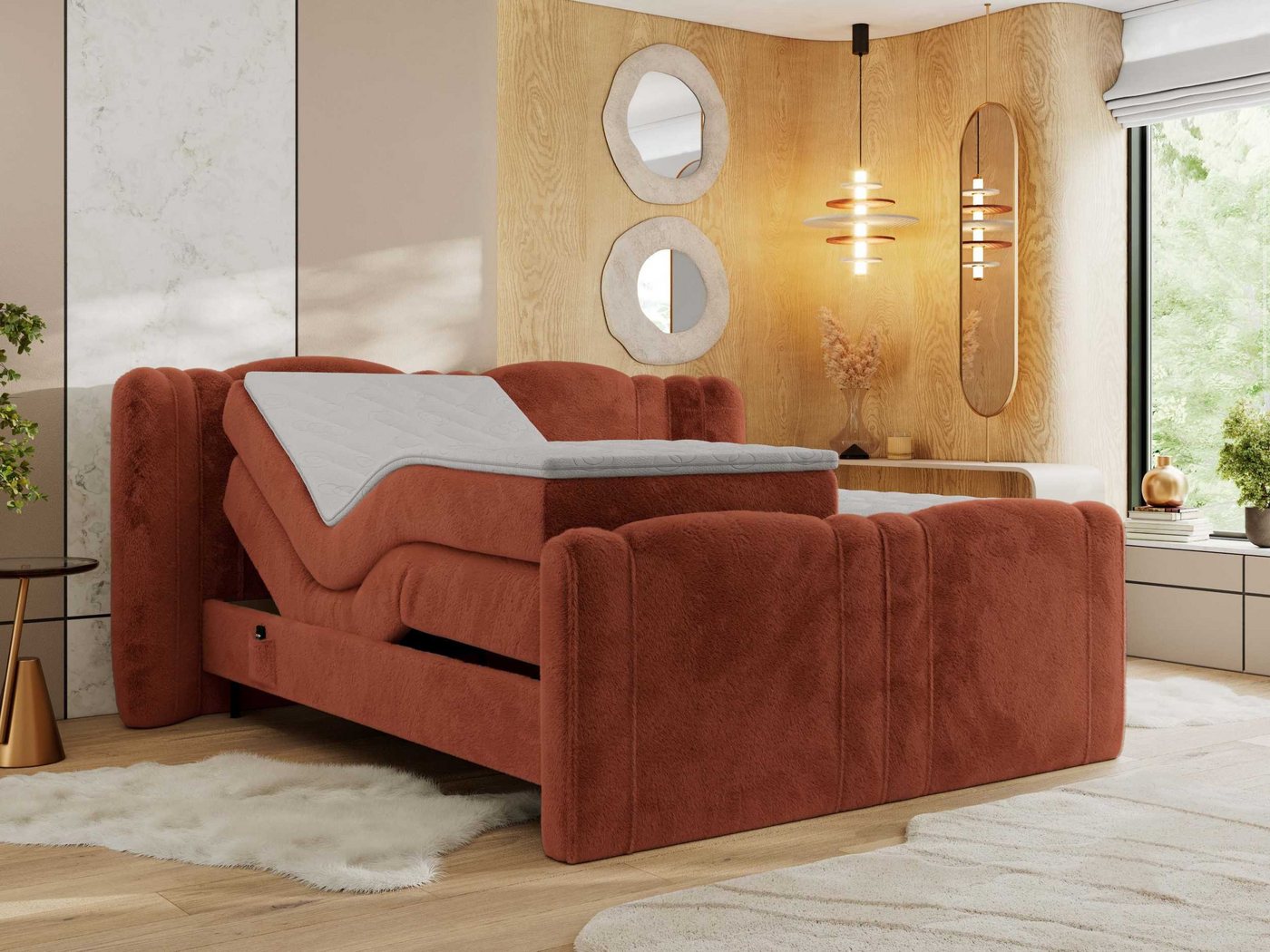 MKS MÖBEL Boxspringbett FORTINA (Multipocket-Matratzen, T30-Schaum, Toppper), Doppelbett mit Elektrisch verstellbare von MKS MÖBEL