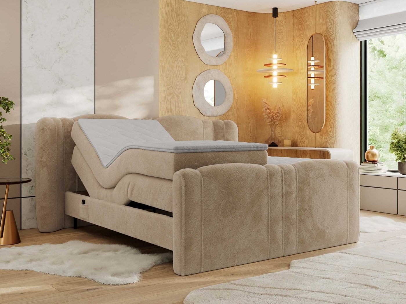 MKS MÖBEL Boxspringbett FORTINA (Multipocket-Matratzen, T30-Schaum, Toppper), Doppelbett mit Elektrisch verstellbare von MKS MÖBEL