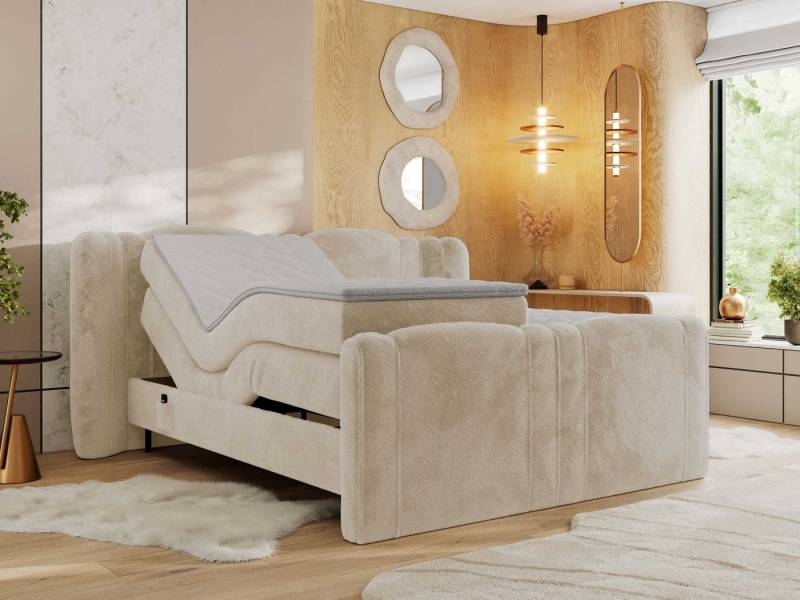 MKS MÖBEL Boxspringbett FORTINA (Multipocket-Matratzen, T30-Schaum, Toppper), Doppelbett mit Elektrisch verstellbare von MKS MÖBEL