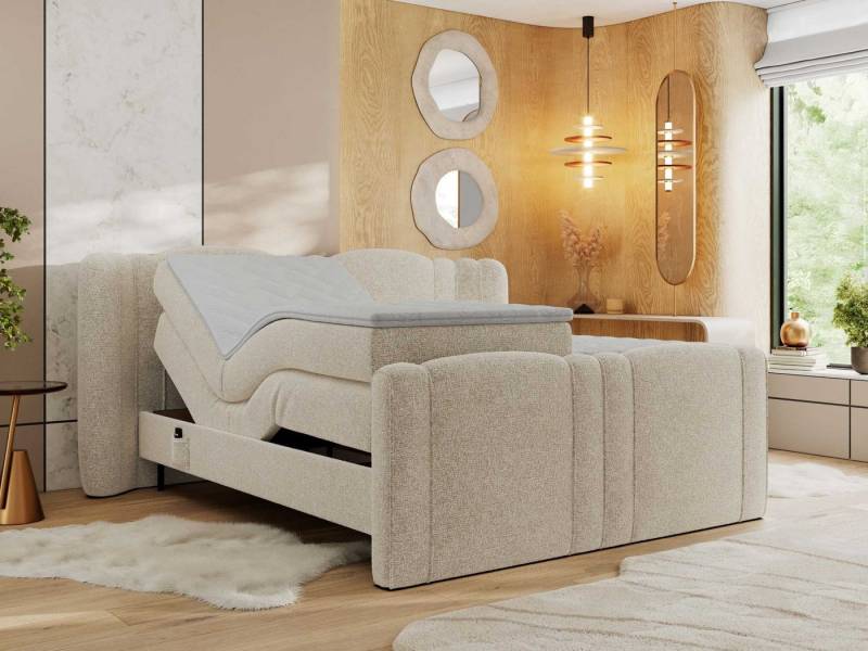 MKS MÖBEL Boxspringbett FORTINA (Multipocket-Matratzen, T30-Schaum, Toppper), Doppelbett mit Elektrisch verstellbare von MKS MÖBEL