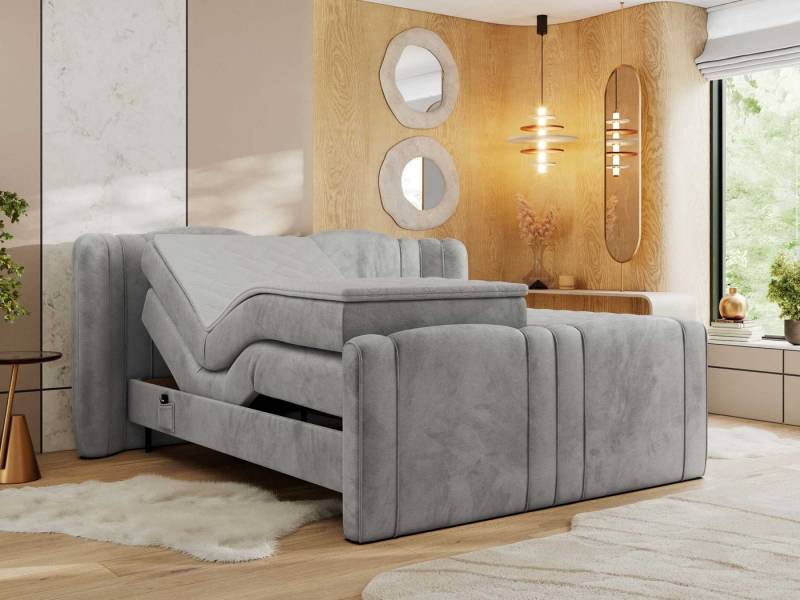 MKS MÖBEL Boxspringbett FORTINA (Multipocket-Matratzen, T30-Schaum, Toppper), Doppelbett mit Elektrisch verstellbare von MKS MÖBEL