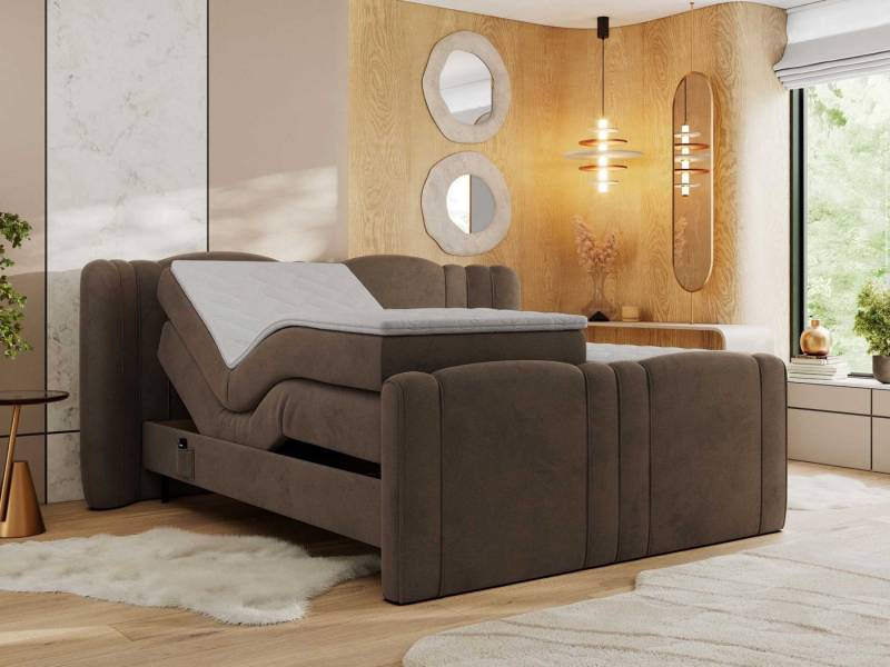 MKS MÖBEL Boxspringbett FORTINA (Multipocket-Matratzen, T30-Schaum, Toppper), Doppelbett mit Elektrisch verstellbare von MKS MÖBEL