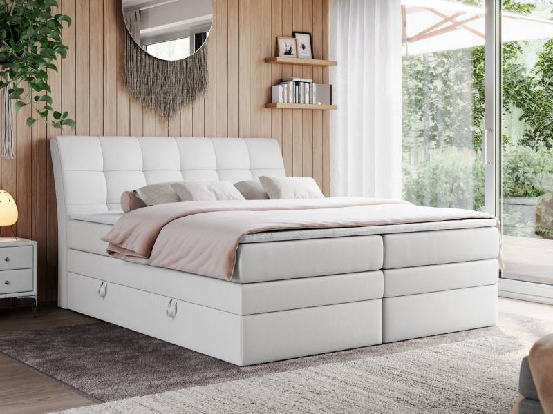 MKS MÖBEL Boxspringbett GOLD 10 KING (Set, zwei Bonell-Matratzen, zwei Multipocket-Matratzen, Topper T25), Polsterbett mit Bettkasten und fünf Matratzen - Stauraumbett von MKS MÖBEL