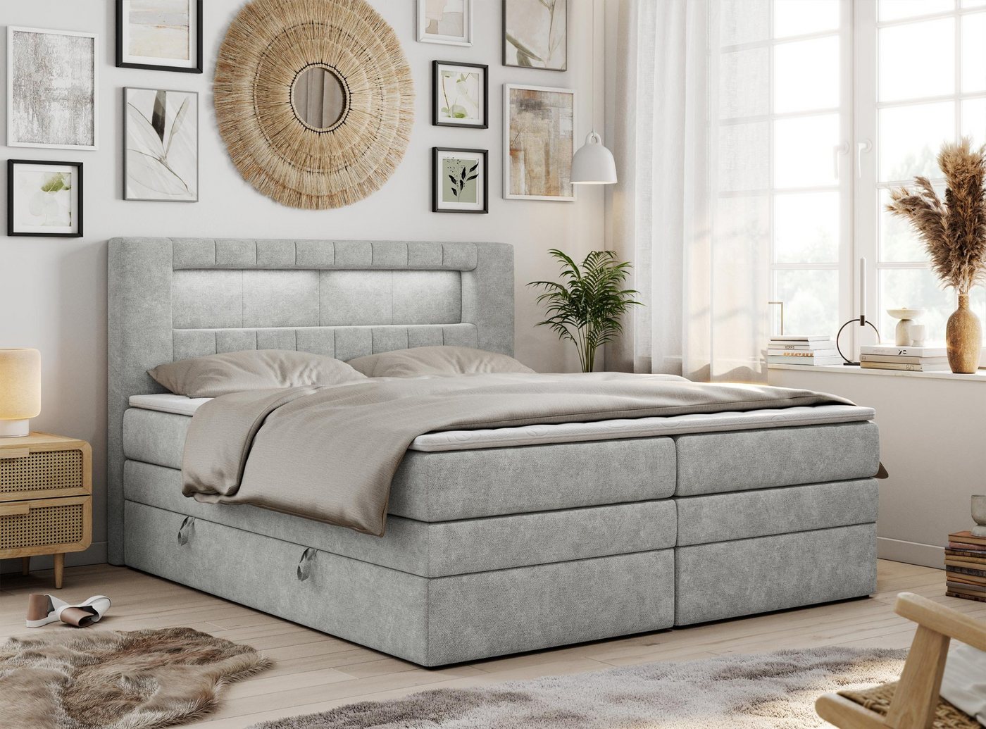 MKS MÖBEL Boxspringbett GOLD 5 KING (T30-Schaum, Topper T25, Doppelbett), Polsterbett mit Bettkasten und fünf Matratzen - Stauraumbett MKS MÖBEL Boxspringbett GOLD 5 KING (T30-Schaum, Topper T25, Doppelbett), Polsterbett mit Bettkasten und fünf Matratzen - Stauraumbett von MKS MÖBEL