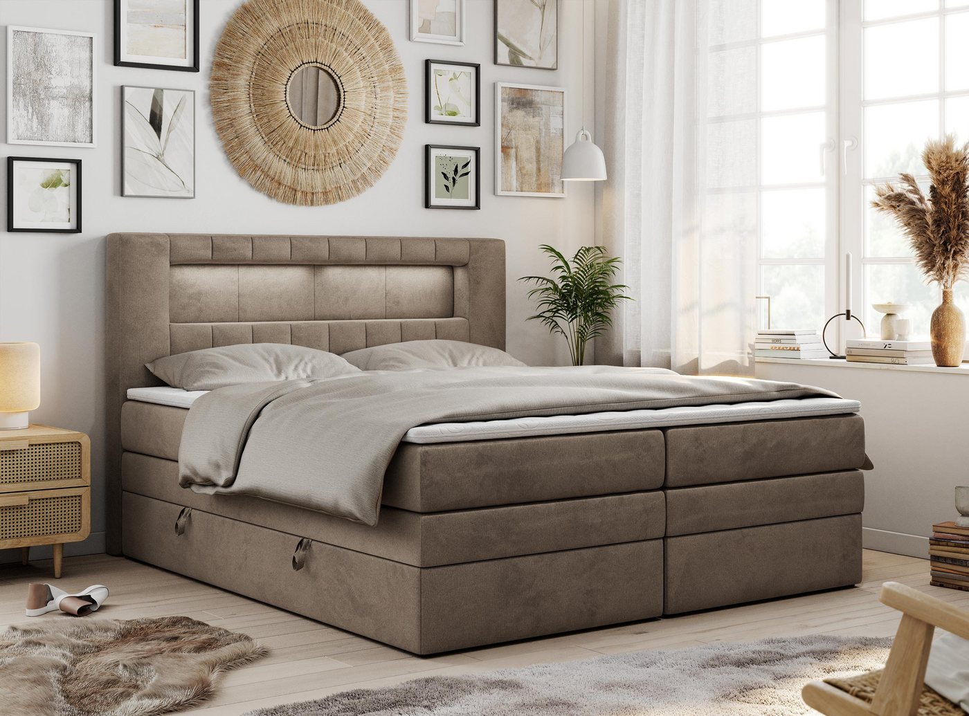 MKS MÖBEL Boxspringbett GOLD 5 KING (T30-Schaum, Topper T25, Doppelbett), Polsterbett mit Bettkasten und fünf Matratzen - Stauraumbett MKS MÖBEL Boxspringbett GOLD 5 KING (T30-Schaum, Topper T25, Doppelbett), Polsterbett mit Bettkasten und fünf Matratzen - Stauraumbett von MKS MÖBEL