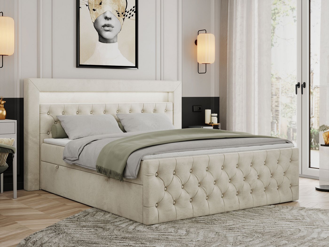 MKS MÖBEL Boxspringbett GOLD9 (Set, Packung, H3-Matratze, Bettkästen, T30-Schaum, 7 Härtezonen), Doppelbett mit Multipocket-Matratzen, Topper, Polsterbett MKS MÖBEL Boxspringbett GOLD9 (Set, Packung, H3-Matratze, Bettkästen, T30-Schaum, 7 Härtezonen), Doppelbett mit Multipocket-Matratzen, Topper, Polsterbett von MKS MÖBEL