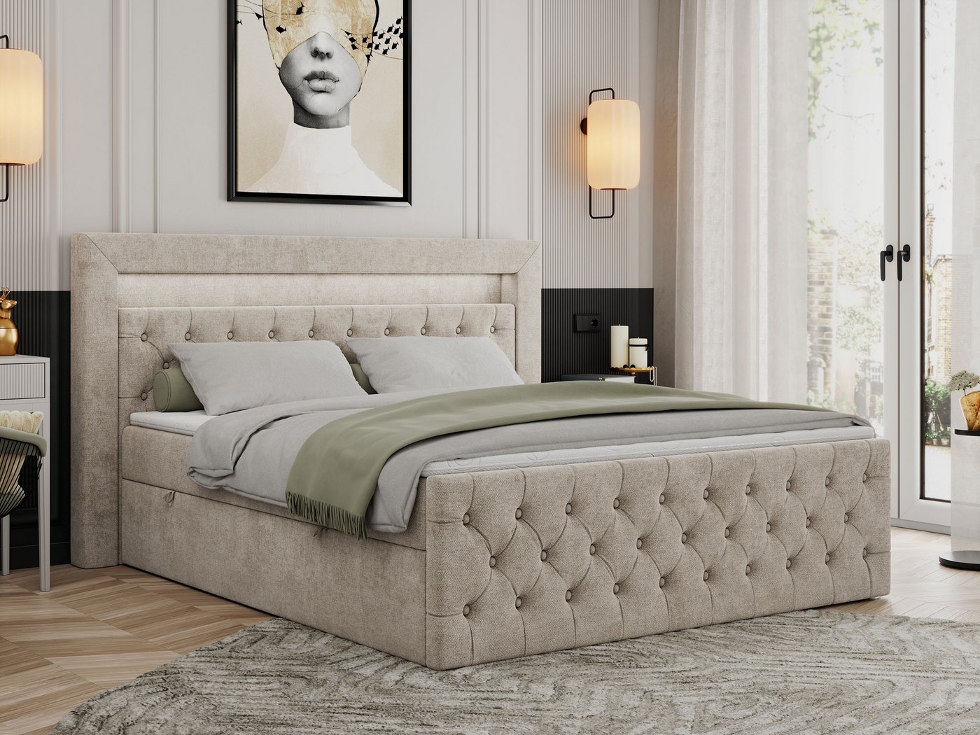 MKS MÖBEL Boxspringbett GOLD9 (Set, Packung, H3-Matratze, Bettkästen, T30-Schaum, 7 Härtezonen), Doppelbett mit Multipocket-Matratzen, Topper, Polsterbett MKS MÖBEL Boxspringbett GOLD9 (Set, Packung, H3-Matratze, Bettkästen, T30-Schaum, 7 Härtezonen), Doppelbett mit Multipocket-Matratzen, Topper, Polsterbett von MKS MÖBEL