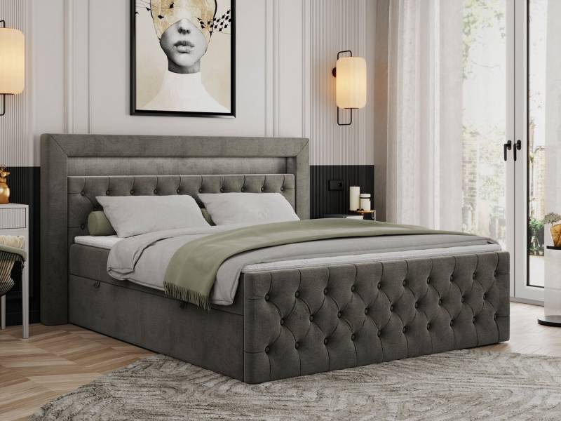 MKS MÖBEL Boxspringbett GOLD9 (Set, Packung, H3-Matratze, Bettkästen, T30-Schaum, 7 Härtezonen), Doppelbett mit Multipocket-Matratzen, Topper, Polsterbett von MKS MÖBEL