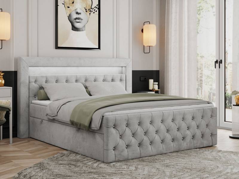 MKS MÖBEL Boxspringbett GOLD9 (Set, Packung, H3-Matratze, Bettkästen, T30-Schaum, 7 Härtezonen), Doppelbett mit Multipocket-Matratzen, Topper, Polsterbett von MKS MÖBEL