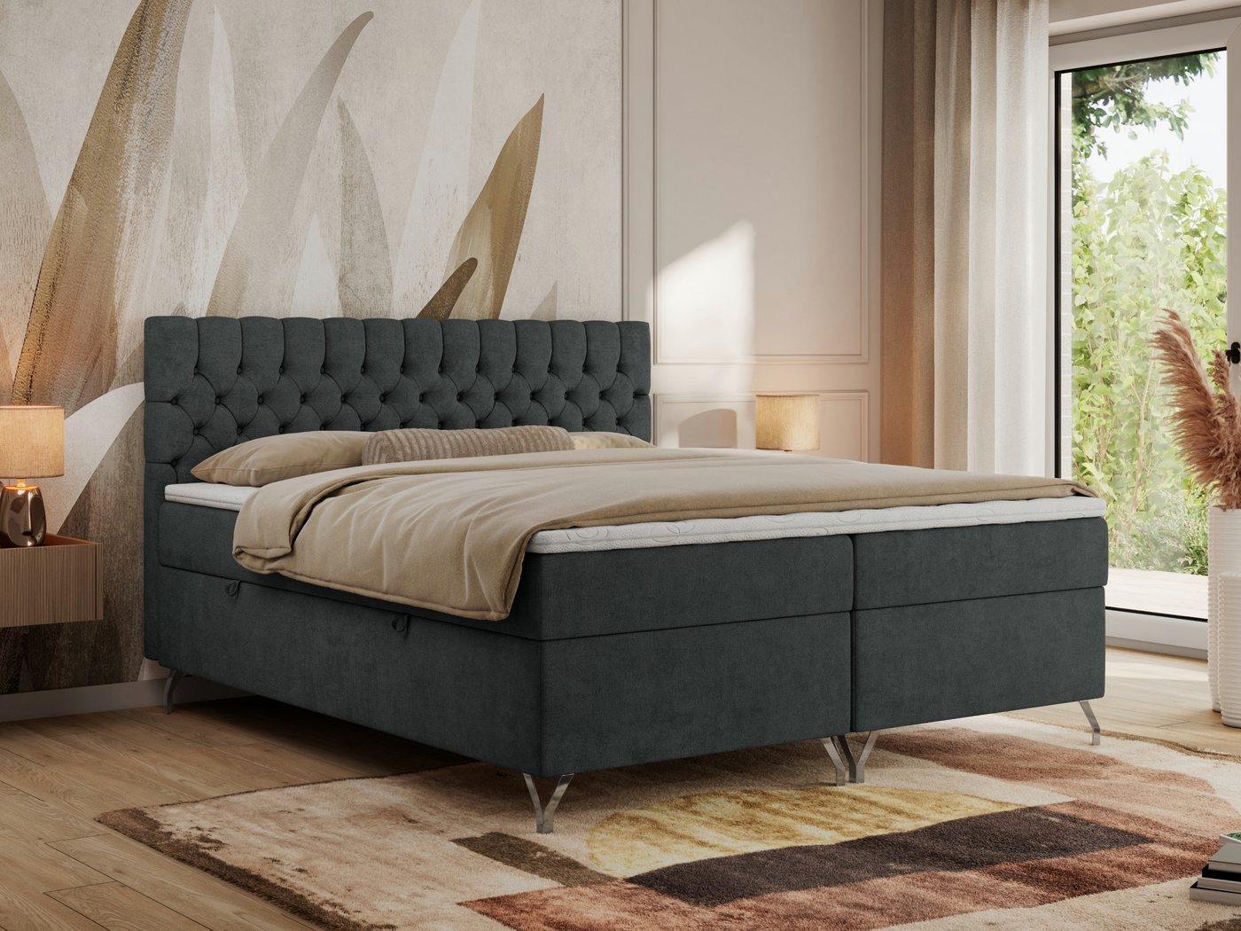 MKS MÖBEL Boxspringbett GRIMALDI (Set, Packung, topper T25, Zwei Bettkästen, Gepolstertes Kopfteil, Stauraum), Doppelbett mit Multipocket-Matratze, für Schlafzimmer, Polsterbett MKS MÖBEL Boxspringbett GRIMALDI (Set, Packung, topper T25, Zwei Bettkästen, Gepolstertes Kopfteil, Stauraum), Doppelbett mit Multipocket-Matratze, für Schlafzimmer, Polsterbett von MKS MÖBEL