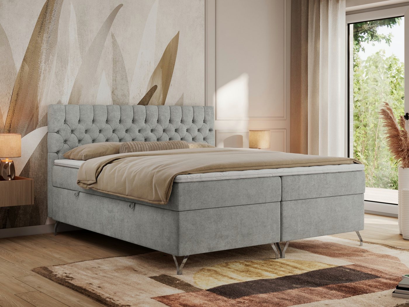 MKS MÖBEL Boxspringbett GRIMALDI (Set, Packung, topper T25, Zwei Bettkästen, Gepolstertes Kopfteil, Stauraum), Doppelbett mit Multipocket-Matratze, für Schlafzimmer, Polsterbett MKS MÖBEL Boxspringbett GRIMALDI (Set, Packung, topper T25, Zwei Bettkästen, Gepolstertes Kopfteil, Stauraum), Doppelbett mit Multipocket-Matratze, für Schlafzimmer, Polsterbett von MKS MÖBEL