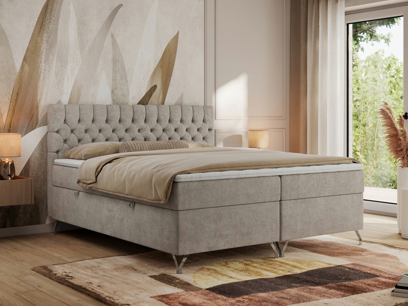 MKS MÖBEL Boxspringbett GRIMALDI (Set, Packung, topper T25, Zwei Bettkästen, Gepolstertes Kopfteil, Stauraum), Doppelbett mit Multipocket-Matratze, für Schlafzimmer, Polsterbett MKS MÖBEL Boxspringbett GRIMALDI (Set, Packung, topper T25, Zwei Bettkästen, Gepolstertes Kopfteil, Stauraum), Doppelbett mit Multipocket-Matratze, für Schlafzimmer, Polsterbett von MKS MÖBEL