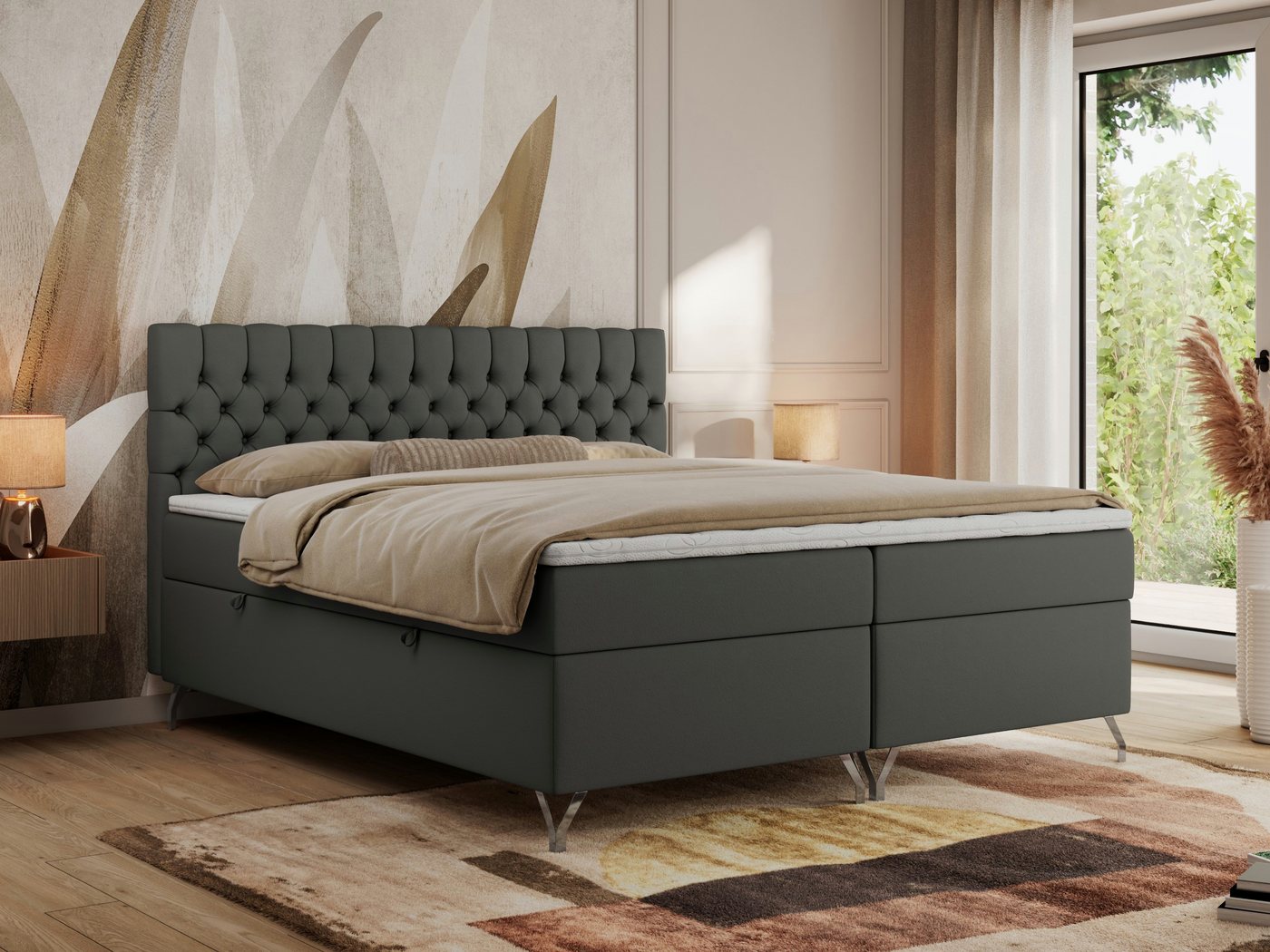 MKS MÖBEL Boxspringbett GRIMALDI (Set, Packung, topper T25, Zwei Bettkästen, Gepolstertes Kopfteil, Stauraum), Doppelbett mit Multipocket-Matratze, für Schlafzimmer, Polsterbett MKS MÖBEL Boxspringbett GRIMALDI (Set, Packung, topper T25, Zwei Bettkästen, Gepolstertes Kopfteil, Stauraum), Doppelbett mit Multipocket-Matratze, für Schlafzimmer, Polsterbett von MKS MÖBEL