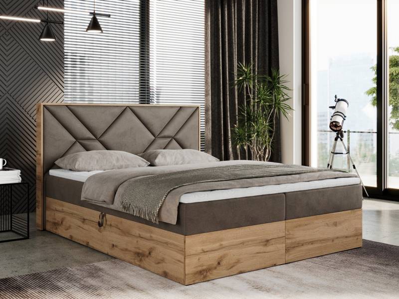 MKS MÖBEL Boxspringbett GUNAR (Set, Packung, Zwei Bettkästen, Gepolstertes Kopfteil, Bett mit Multipocket-Matratze), Doppelbett, Multipocket-Matratze und Topper, Möbelplatten von MKS MÖBEL