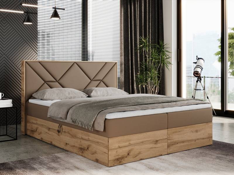 MKS MÖBEL Boxspringbett GUNAR (Set, Packung, Zwei Bettkästen, Gepolstertes Kopfteil, Bett mit Multipocket-Matratze), Doppelbett, Multipocket-Matratze und Topper, Möbelplatten von MKS MÖBEL