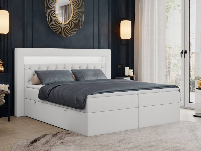 MKS MÖBEL Boxspringbett Gold 6 (Set, Packung, Polsterbett, Kopfstütze, T30-Schaum, 7 Härtezonen), mit Bettkästen, Doppelbett mit Multipocket-Matratzen und Topper von MKS MÖBEL