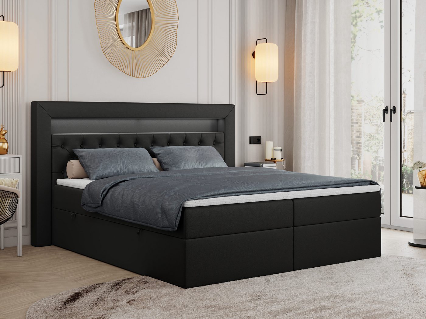 MKS MÖBEL Boxspringbett Gold 6, mit Bettkasten, Doppelbett mit Multipocket-Matratze und Topper von MKS MÖBEL