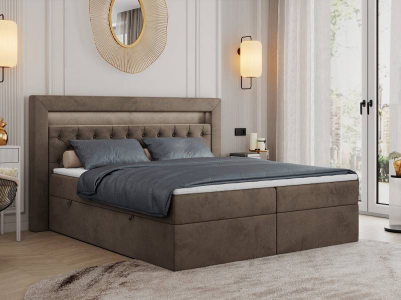 MKS MÖBEL Boxspringbett Gold 6 (Set, Packung, Polsterbett, Kopfstütze, T30-Schaum, 7 Härtezonen), mit Bettkästen, Doppelbett mit Multipocket-Matratzen und Topper von MKS MÖBEL