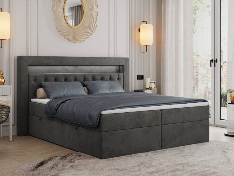 MKS MÖBEL Boxspringbett Gold 6 (Set, Packung, Polsterbett, Kopfstütze, T30-Schaum, 7 Härtezonen), mit Bettkästen, Doppelbett mit Multipocket-Matratzen und Topper von MKS MÖBEL