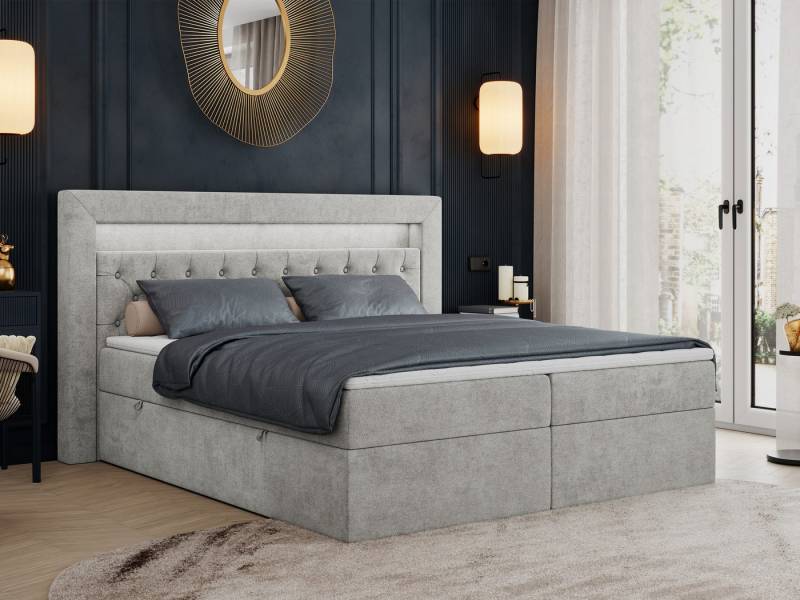 MKS MÖBEL Boxspringbett Gold 6 (Set, Packung, Polsterbett, Kopfstütze, T30-Schaum, 7 Härtezonen), mit Bettkästen, Doppelbett mit Multipocket-Matratzen und Topper von MKS MÖBEL