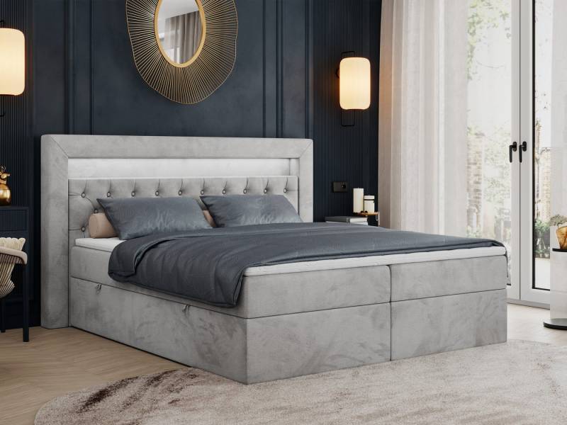 MKS MÖBEL Boxspringbett Gold 6 (Set, Packung, Polsterbett, Kopfstütze, T30-Schaum, 7 Härtezonen), mit Bettkästen, Doppelbett mit Multipocket-Matratzen und Topper von MKS MÖBEL