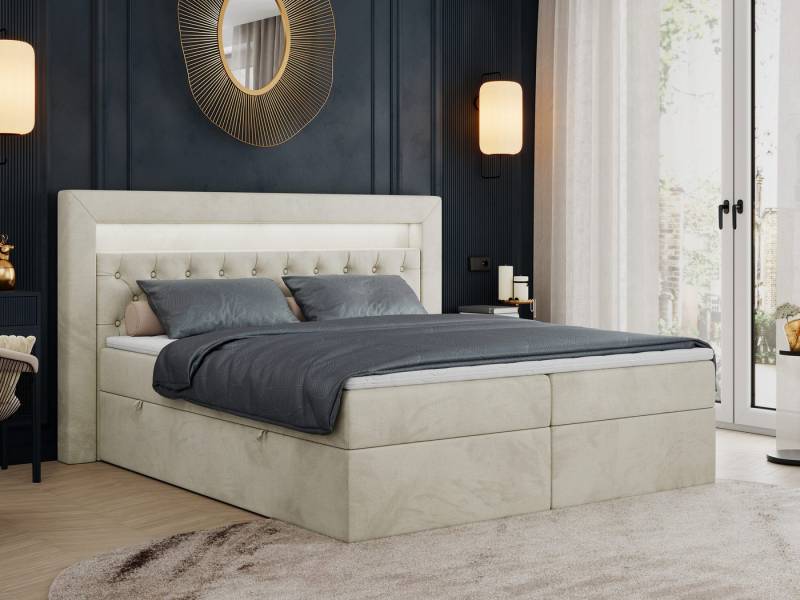 MKS MÖBEL Boxspringbett Gold 6 (Set, Packung, Polsterbett, Kopfstütze, T30-Schaum, 7 Härtezonen), mit Bettkästen, Doppelbett mit Multipocket-Matratzen und Topper von MKS MÖBEL