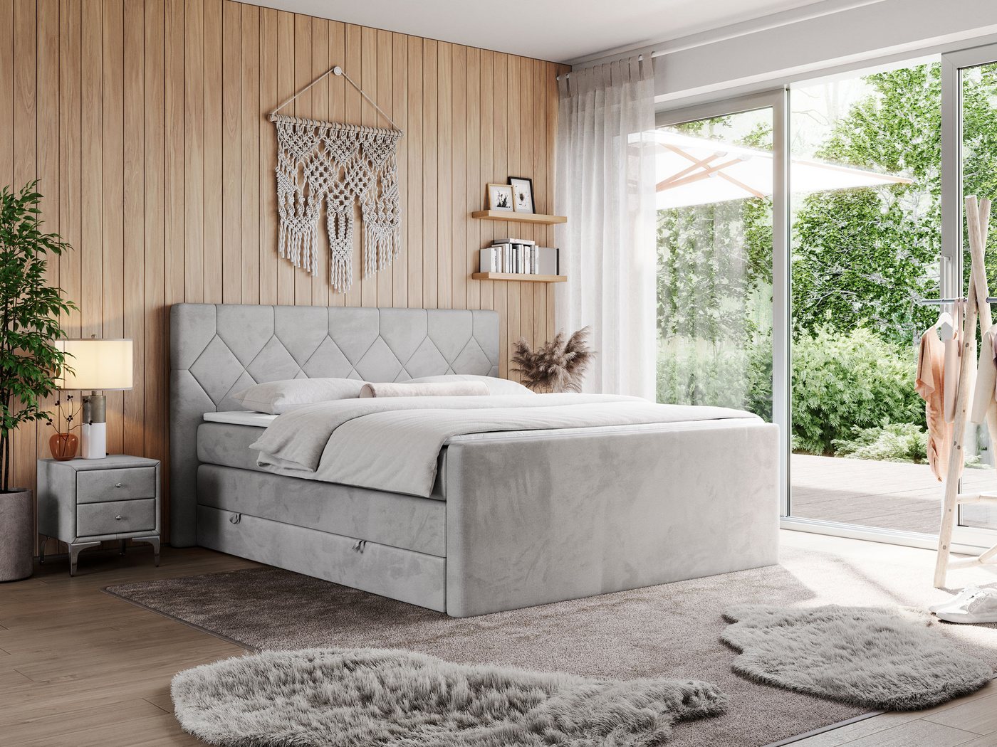 MKS MÖBEL Boxspringbett KING EIGAR (Packung, Set, Topper T25, T30-Schaum, Multipocket-Matratzen, zwei Bettkästen), Doppelbett, einem genähten Kopfteil, mit fünf Matratzen MKS MÖBEL Boxspringbett KING EIGAR (Packung, Set, Topper T25, T30-Schaum, Multipocket-Matratzen, zwei Bettkästen), Doppelbett, einem genähten Kopfteil, mit fünf Matratzen von MKS MÖBEL