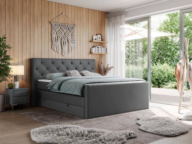 MKS MÖBEL Boxspringbett KING VELEN (T30-Schaum, Topper T25, Bonell-Federn), Doppelbett mit Multipocket-Matratzen, Polsterbett mit Kopfstütze von MKS MÖBEL