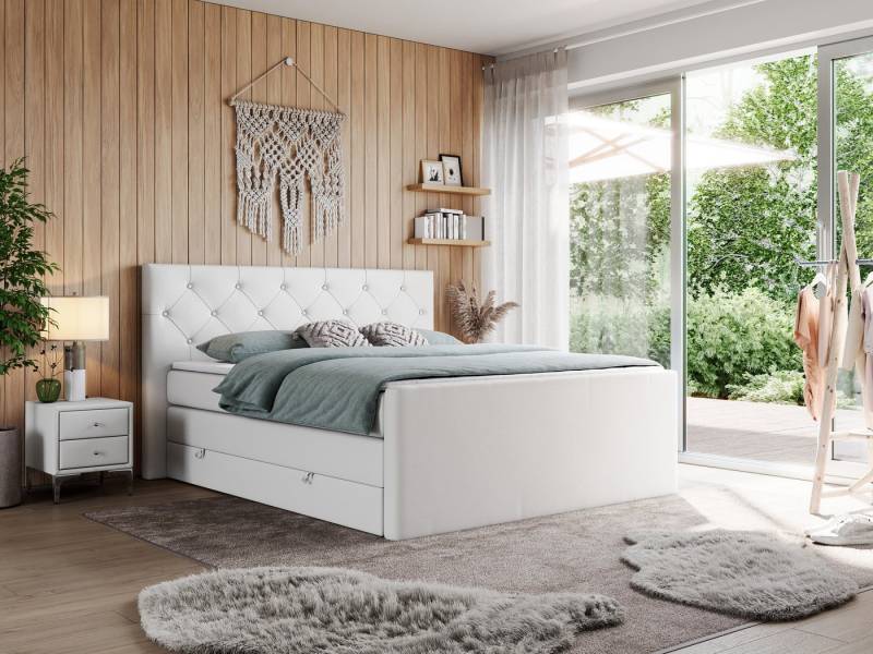 MKS MÖBEL Boxspringbett KING VELEN (T30-Schaum, Topper T25, Bonell-Federn), Doppelbett mit Multipocket-Matratzen, Polsterbett mit Kopfstütze von MKS MÖBEL